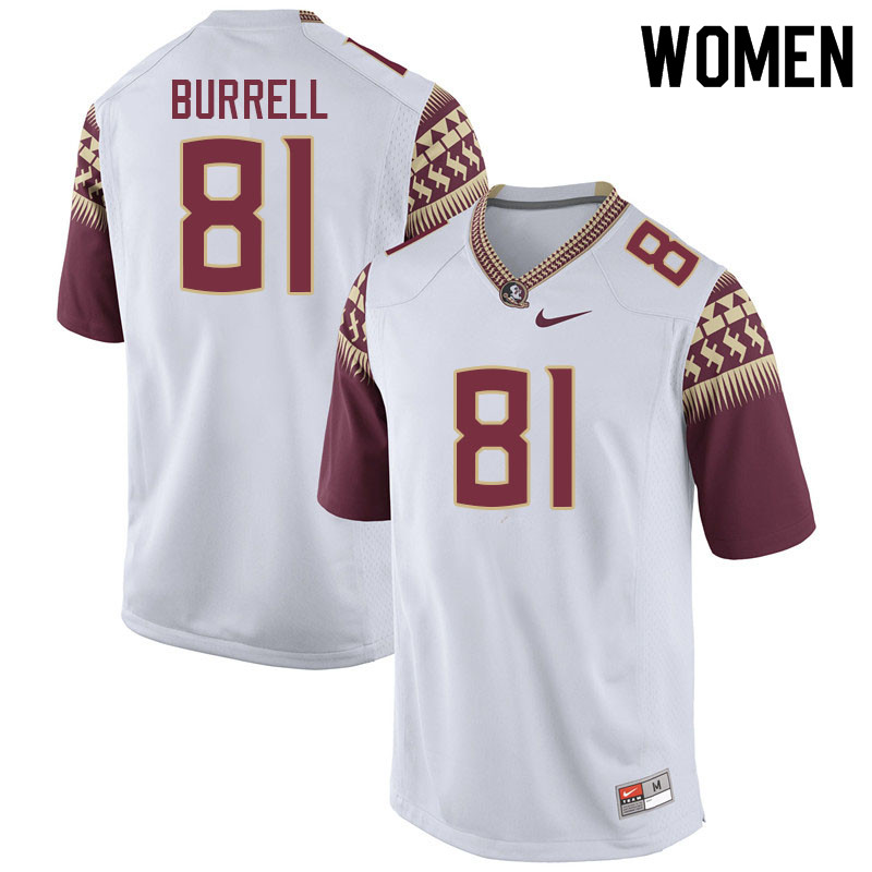 Women #81 Joshua Burrell Florida State Seminoles College Football Jerseys Sale-White - Click Image to Close